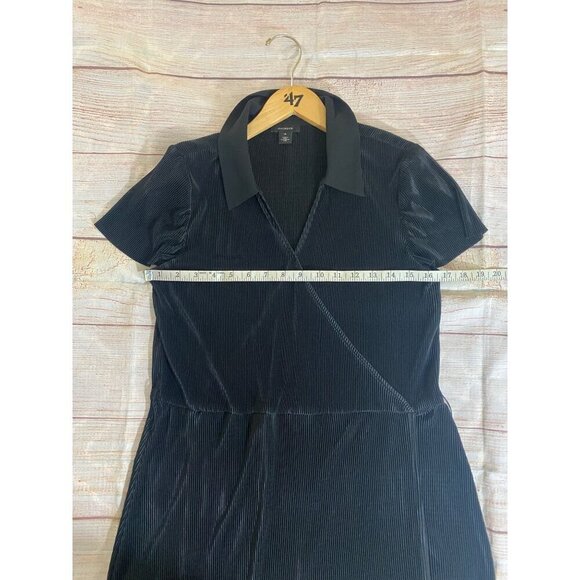 Halogen Women's Black Pleated Short Sleeve Midi Dress - Medium - Picture 9 of 13